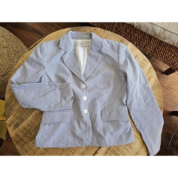 Tahari Women's Seersucker Striped Blazer & Skirt Set Size 4P Career Coastal - Picture 8 of 16